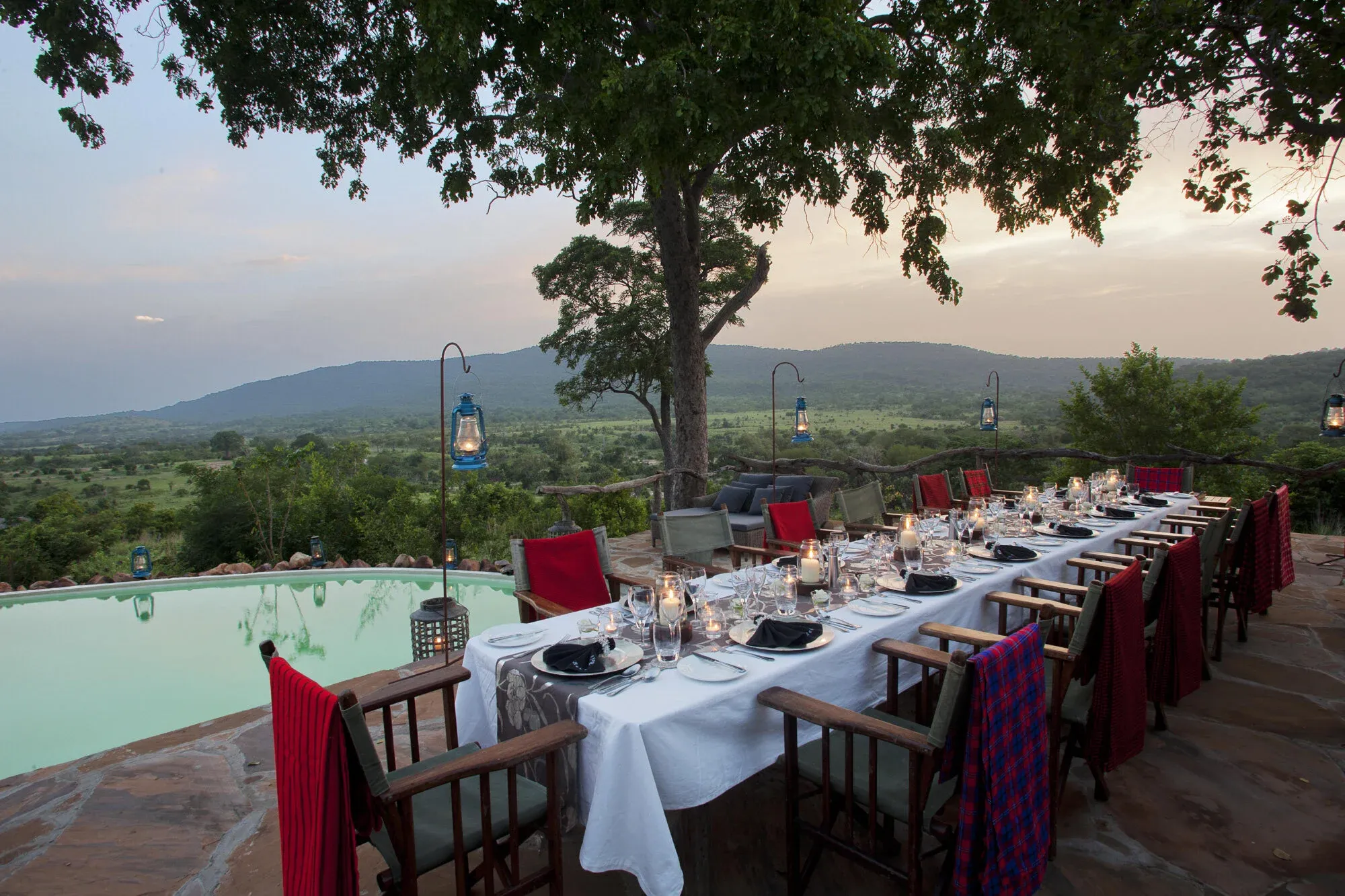 A luxury glamping camp overlooking the Rufiji delta in the Selous Game Reserve, Tanzania