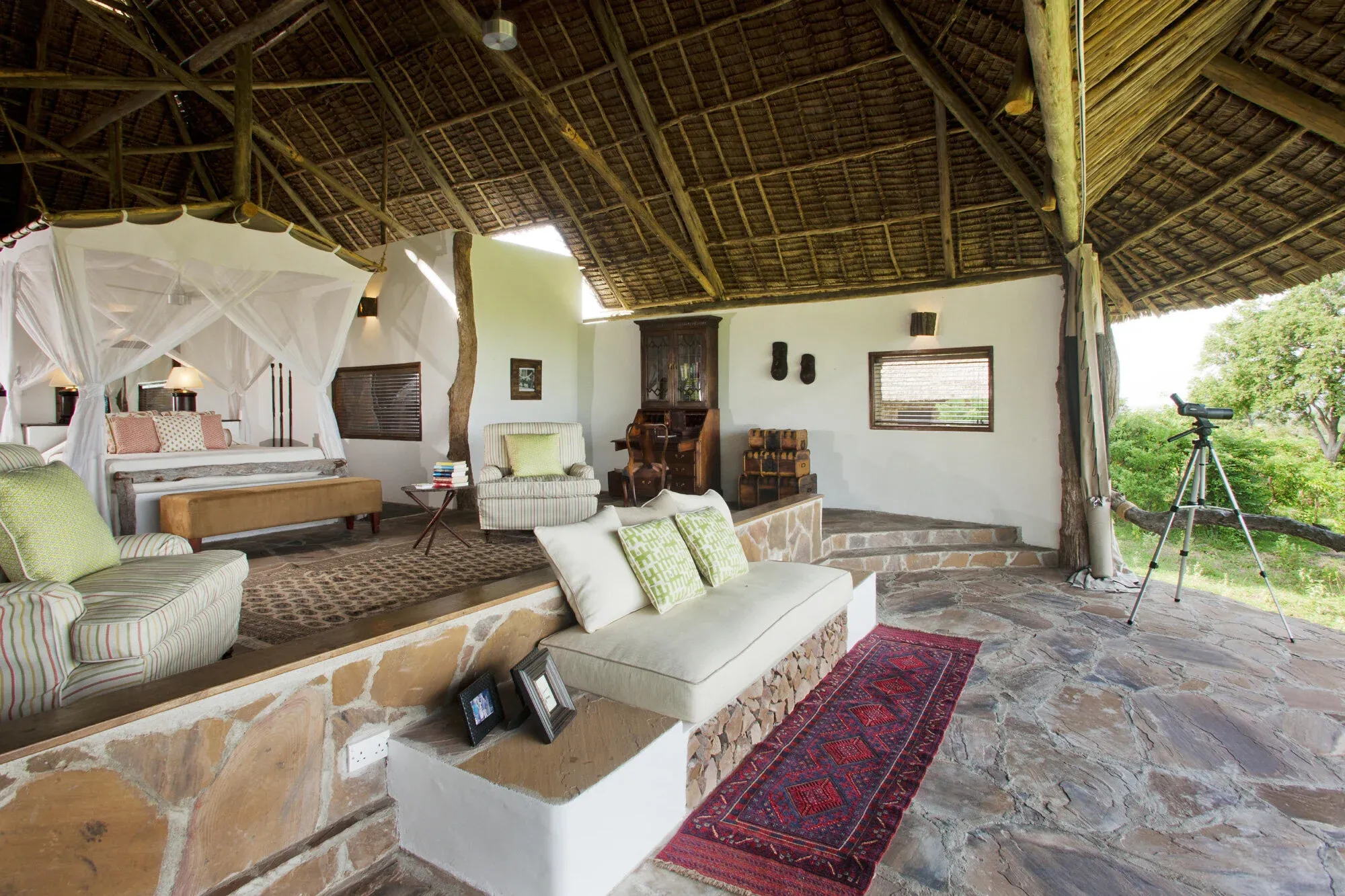 A luxury glamping camp overlooking the Rufiji delta in the Selous Game Reserve, Tanzania
