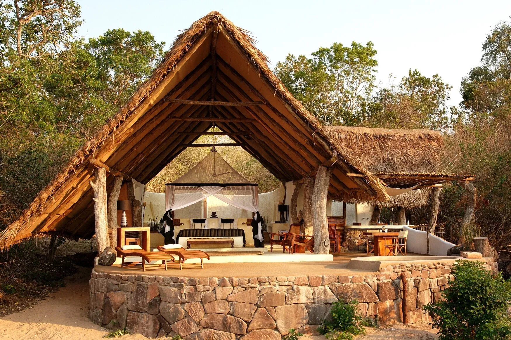 A luxury glamping camp overlooking the Rufiji delta in the Selous Game Reserve, Tanzania