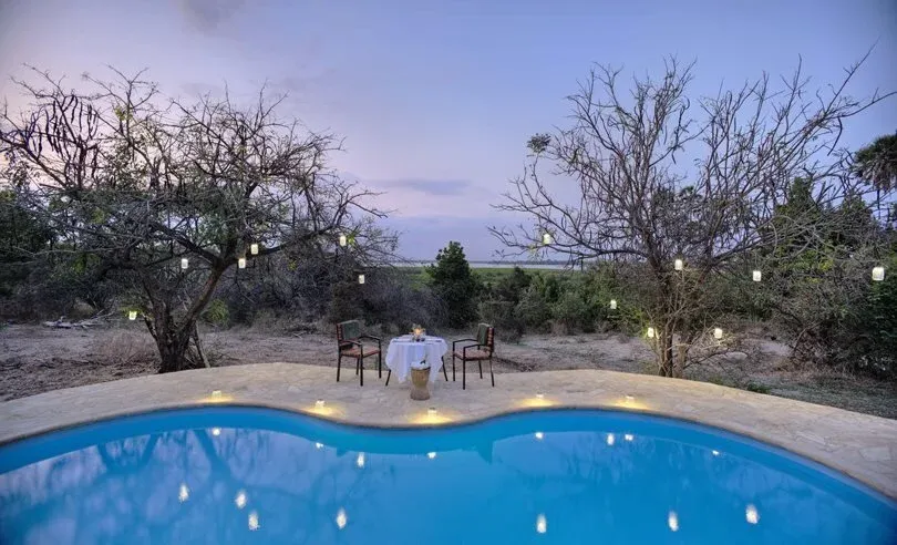 A luxury glamping camp overlooking the Rufiji delta in the Selous Game Reserve, Tanzania